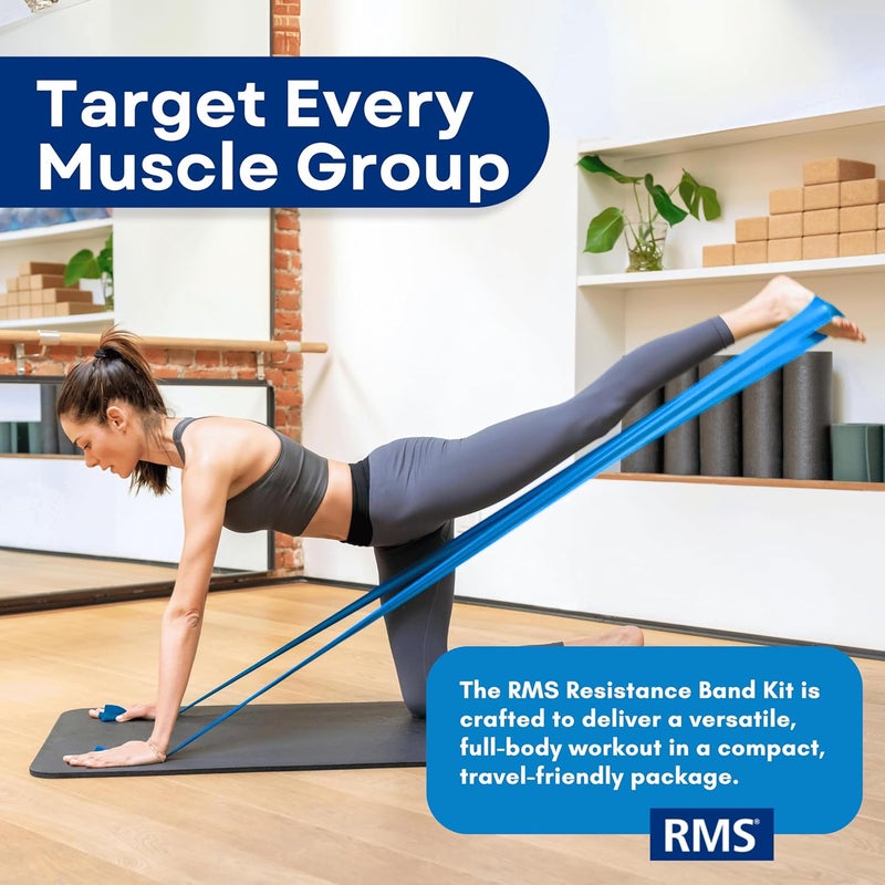 RMS Resistance Bands with Instruction Guide & Carry Bag - Latex Free Exercise Band for Working Out, Physical Therapy, Rehab, Stretch, Yoga & Pilates, Set of 3 - Image 5